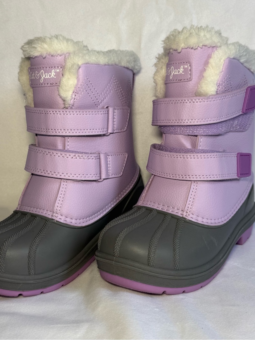 Cat & Jack Lavender and Gray Faux-Fur Strap Winter Boots